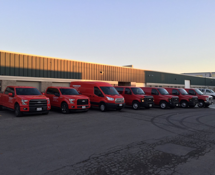 Tourangeau Mechanical service vehicles outside the Ottawa shop